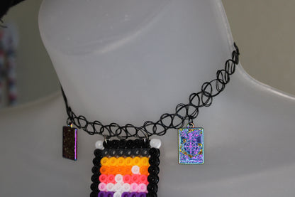 𖤓tarot card fuse bead earrings & matching choker set☽