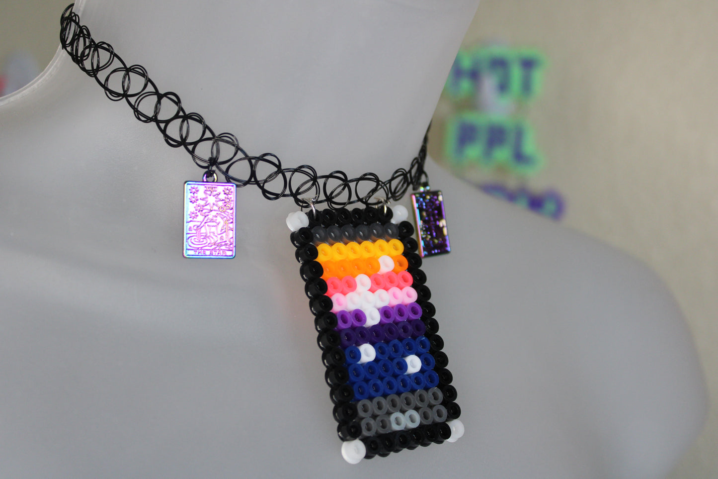 𖤓tarot card fuse bead earrings & matching choker set☽