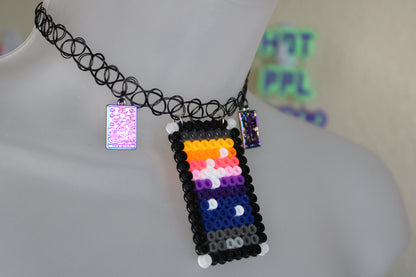 𖤓tarot card fuse bead earrings & matching choker set☽