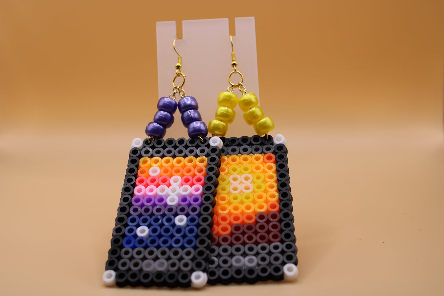 𖤓tarot card fuse bead earrings & matching choker set☽