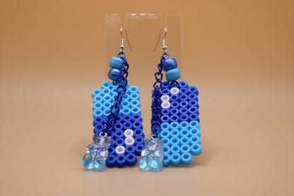 ✦ light/dark blue fuse bead pill earrings w/ charms ✦