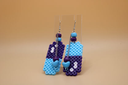 ✦ purple & blue fuse bead pill earrings ✦