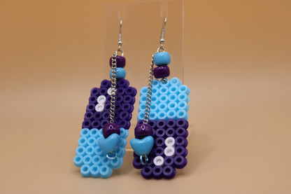 ✦ purple & blue fuse bead pill earrings ✦
