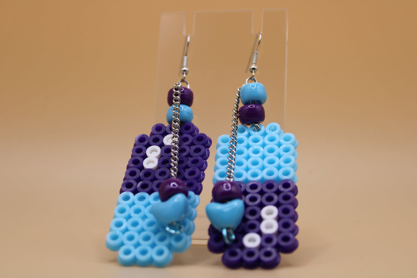 ✦ purple & blue fuse bead pill earrings ✦