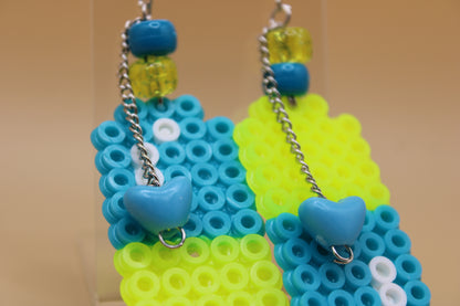 ✦ blue & yellow fuse bead pill earrings ✦